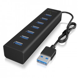 IB-HUB1700-U3 USB 3.0 Hub αλουμινίου, µε 7 θύρες Type-A, σε μαύρο χρώμα