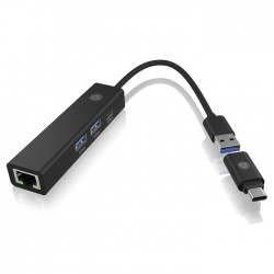 ICY BOX IB-HUB1439-LAN USB Hub και αντάπτορας δικτύου Gigabit Lan