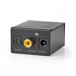 NEDIS ACON2510BK Μετατροπέας ψηφιακού σήματος S/PDIF TosLink και Coaxial σε αναλογικό stereo RCA και 3.5mm
